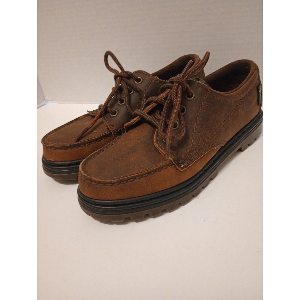 Vintage Eastland Moc Toe Leather Shoe Women's 5.5 Brown Lace-Up Lug Sole